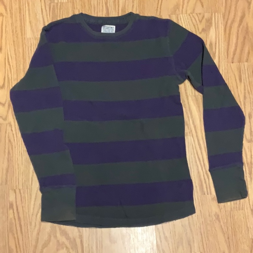Long sleeve purple striped shirt small